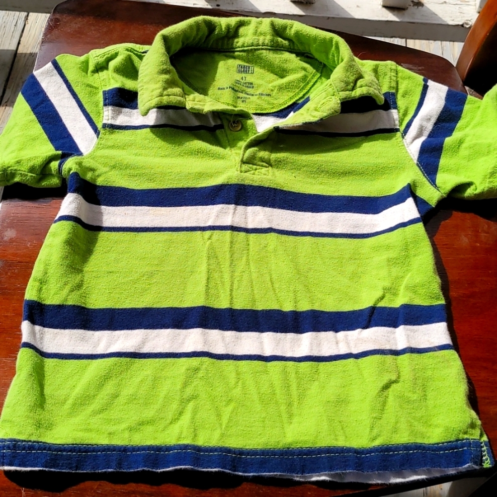 4T Green Striped Polo